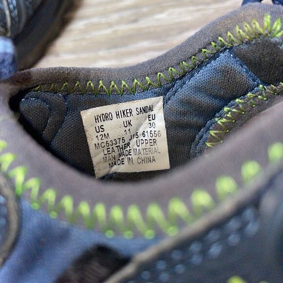 Merrell Hydro Hiker Toddler Boy Sz 12M Blue Leather Neon Green Sandal MC53375 - Picture 6 of 10